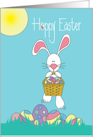 Easter, Hoppy Easter, Bunny Hopping Over Colored Easter Eggs card