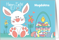 Easter Cutest Little Bunny with Egg Basket & Custom Name card