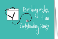 Hand Lettered Birthday for Nurse, Black Stethoscope & White Pocket card