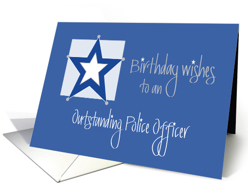 Hand Lettered Outstanding Police Officer Birthday, Blue &... (1394074)