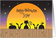 Halloween for Sister, Cat and Pumpkin Silhouettes with Full Moon card