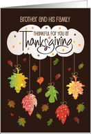 Hand Lettered Thanksgiving Brother and Family Brilliant Fall Leaves card