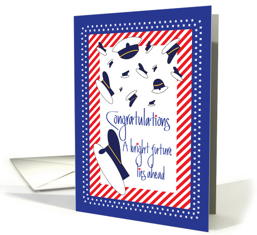 Naval Graduation, Officer Hats Flying with A Bright Future card