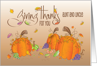 Hand Lettered Thanksgiving for Aunt & Uncle Fall Leaves and Pumpkins card