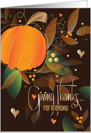 Hand Lettered Thanksgiving for Grandma Pumpkin and Fall Leaves card