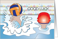 Good Luck for Water Polo with Water Polo Player and Striped Ball card