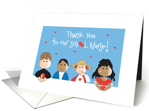 National School Nurses Day, Four Children and Hand lettering card