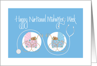 National Midwifery Week, Two Strollers and Stethoscope card
