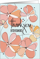 Hand Lettered Thank you for Being Bridesmaid Orange Floral Blossoms card
