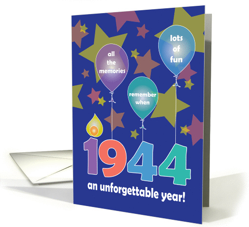 Birthday for 1944, An Unforgettable Year with Balloons & Stars card