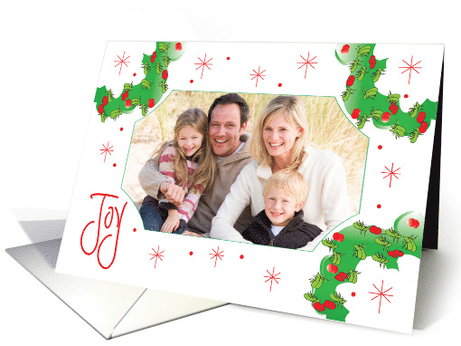 Hand Lettered Joy Christmas Photo Holder with Wreaths card (1398270)