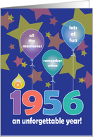 Birthday in 1956, An Unforgettable Year with Balloons & Stars card