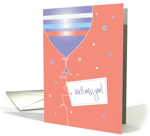 Farewell To Female Boss, Striped Balloon with Message Tag card