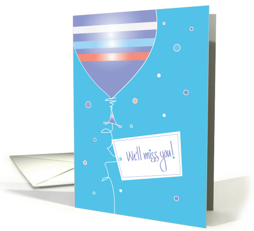 Farewell to Boss, Bright Striped Balloon and We'll Miss You Tag card