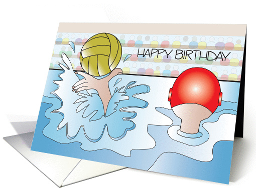 birthday for water polo player red capped player ball card kids brithday invitations