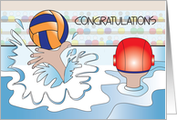 Congratulations to Water Polo Player with Red Capped Player and Ball card