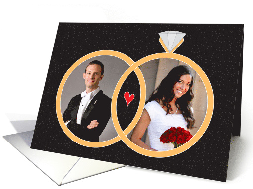 Wedding with Custom Photos of Bride & Groom, RIngs & Heart card