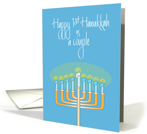 First Hanukkah as a Couple with Candle Filled Menorah card (1403112)