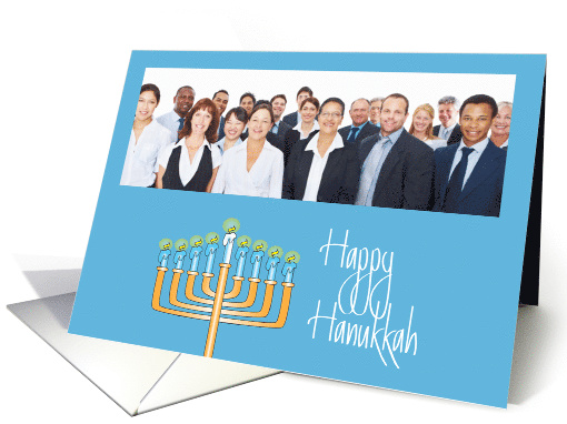 Business Hanukkah with Custom Photo, Menorah with Candles card