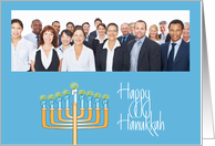 Business Hanukkah with Custom Photo, Menorah with Candles card
