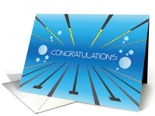 Congratulations for Swim Race, Bubbles in Pool with Race Lanes card
