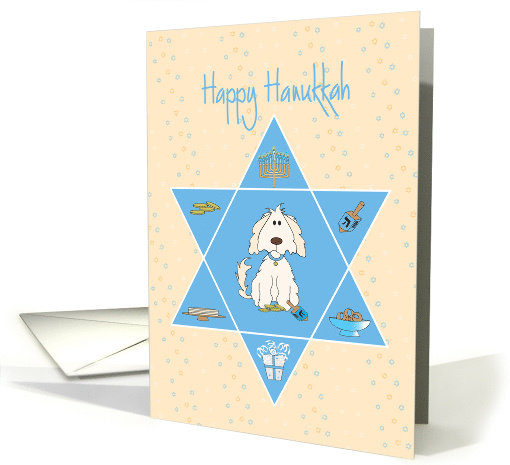 Hanukkah from Pet Dog, Dog with Dreidel & Star of David card (1403608)