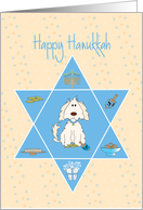 Hanukkah from Pet Dog, Dog with Dreidel & Star of David card