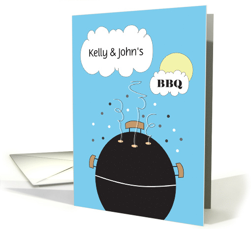Barbeque Invitation Grill with Smoke and Custom Name in Cloud card