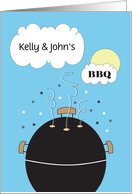 Barbeque Invitation Grill with Smoke and Custom Name in Cloud card