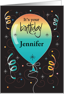 Hand Lettered Birthday Large Colorful Balloon with Custom Name card