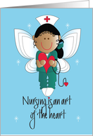 Hand Lettered Nurses Day 2024 Nursing is Art of Heart with Nurse Angel card