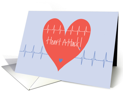 Get Well after Heart Attack, Pink Heart with Lavender Heart Waves card