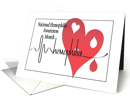Hand Lettered National Hemophilia Awareness Month, Heart & Drop card