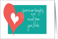 Get Well after Stroke, Double Hearts and Hand Lettering card
