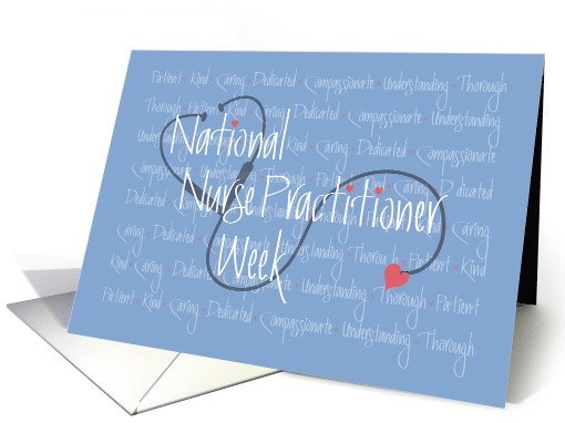 National Nurse Practitioner Week, Stethoscope & Character Words card