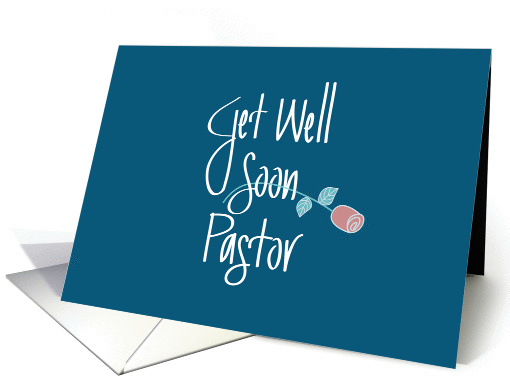 Get Well Pastor, Hand Lettering with Long Stem Rose card (1407212)