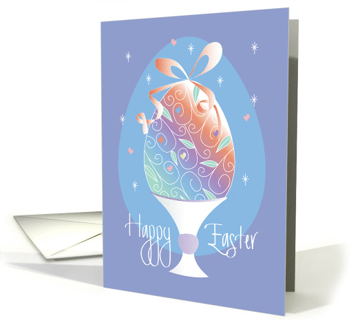 Easter with Decorated Egg on Pedestal, Topped with Bow card (1407216)