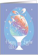 Easter with Decorated Egg on Pedestal, Topped with Bow card
