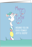 Hand Lettered Eggs-tremely Joyful Easter Wishes Bunny Stacked Eggs card