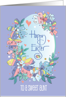 Hand Lettered Easter for Aunt Patterned Spring Flowers with Easter Egg card