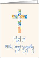 Sympathy for Pastor, Stained Glass Cross and Hand Lettering card