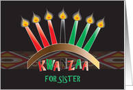 Kwanzaa Sister, Kinara with Colorful Red, Green & Black Candles card