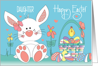 Easter for Daughter White Bunny and Decorated Easter Egg Basket card