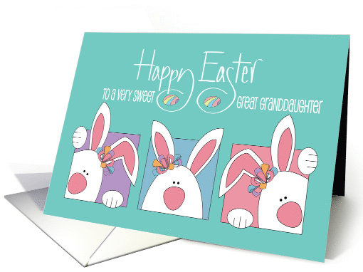 Hand Lettered Easter for Great Granddaughter Peek-a-Boo Bunnies card