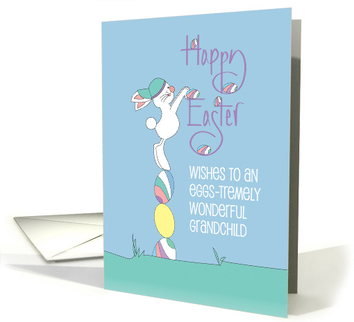 Hand Lettered Easter for Grandchild with White Bunny on... (1408494)