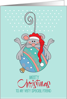 Hand Lettered Christmas for Friend with Mouse on Decorative Ornament card