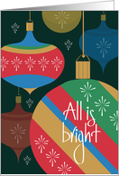 Hand Lettered Christmas All is Bright Ornaments with Brilliant Colors card