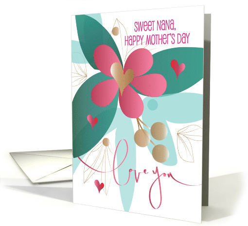 Hand Lettered Mother's Day for Nana Love You Pink Flower... (1410068)