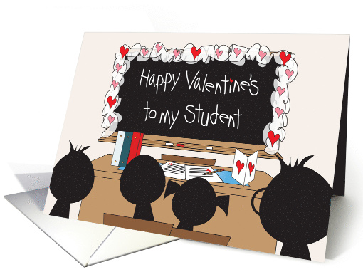 Hand Lettered Valentine for Student Decorated Blackboard... (1410772)