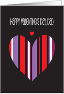 Valentine for Dad with Heart Striped with Lavender, Red and Black card